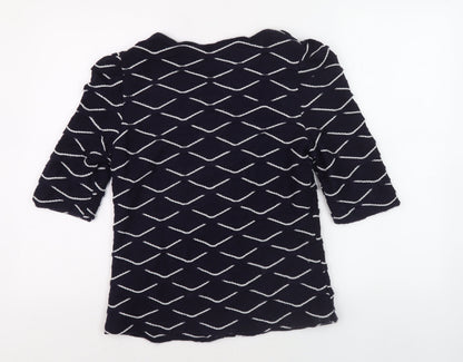 Alexon Women's Blue Button-Up Geometric Top M