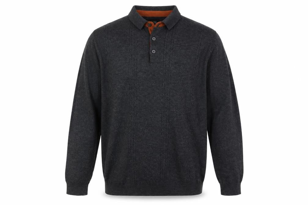 River Island Men's Grey Collared Henley Jumper M