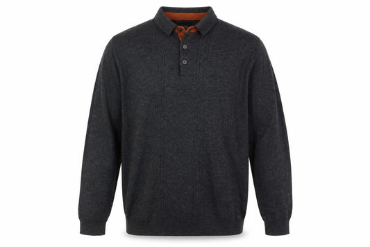 River Island Men's Grey Collared Henley Jumper M