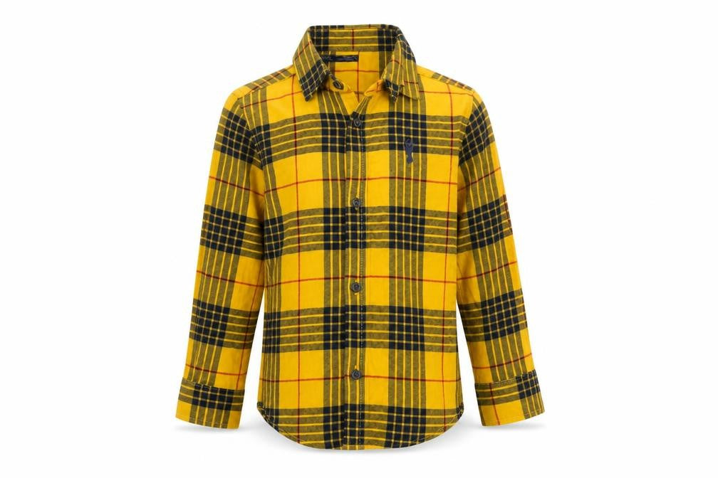 Next Boys Yellow Plaid Button-Up Shirt 4 Years