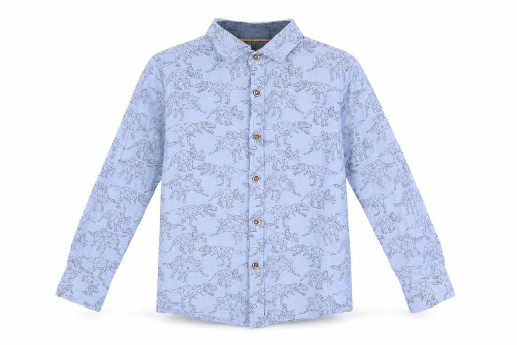Next Boys Blue Dinosaur Print Long Sleeve Shirt, Size 5