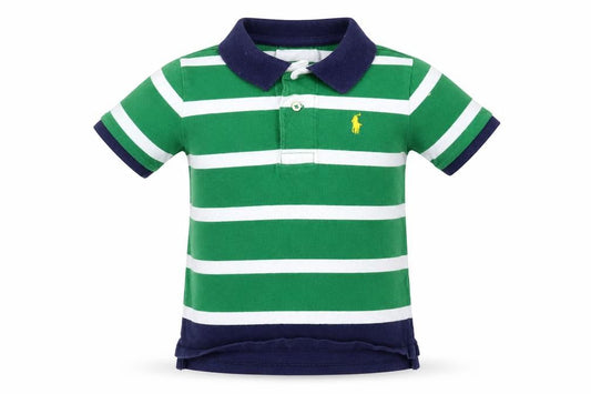 Ralph Lauren Unisex Green Striped Polo - 24 Months