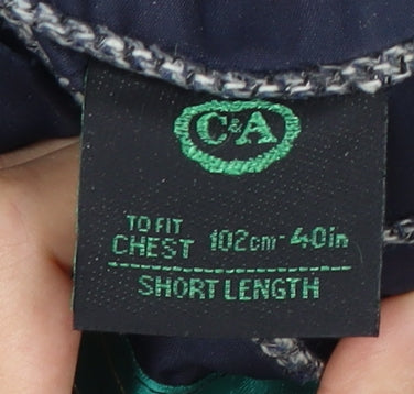 Close-up detail of C&A Men's Grey Short Length Herringbone Blazer