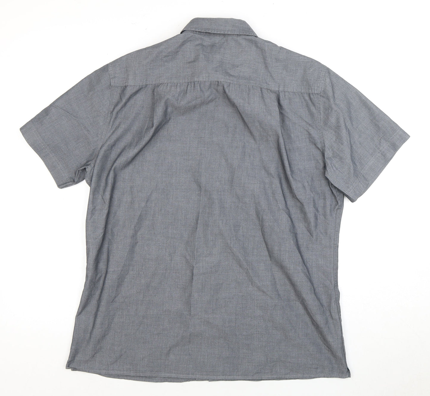Marks and Spencer Men's Grey Button-Up Shirt M
