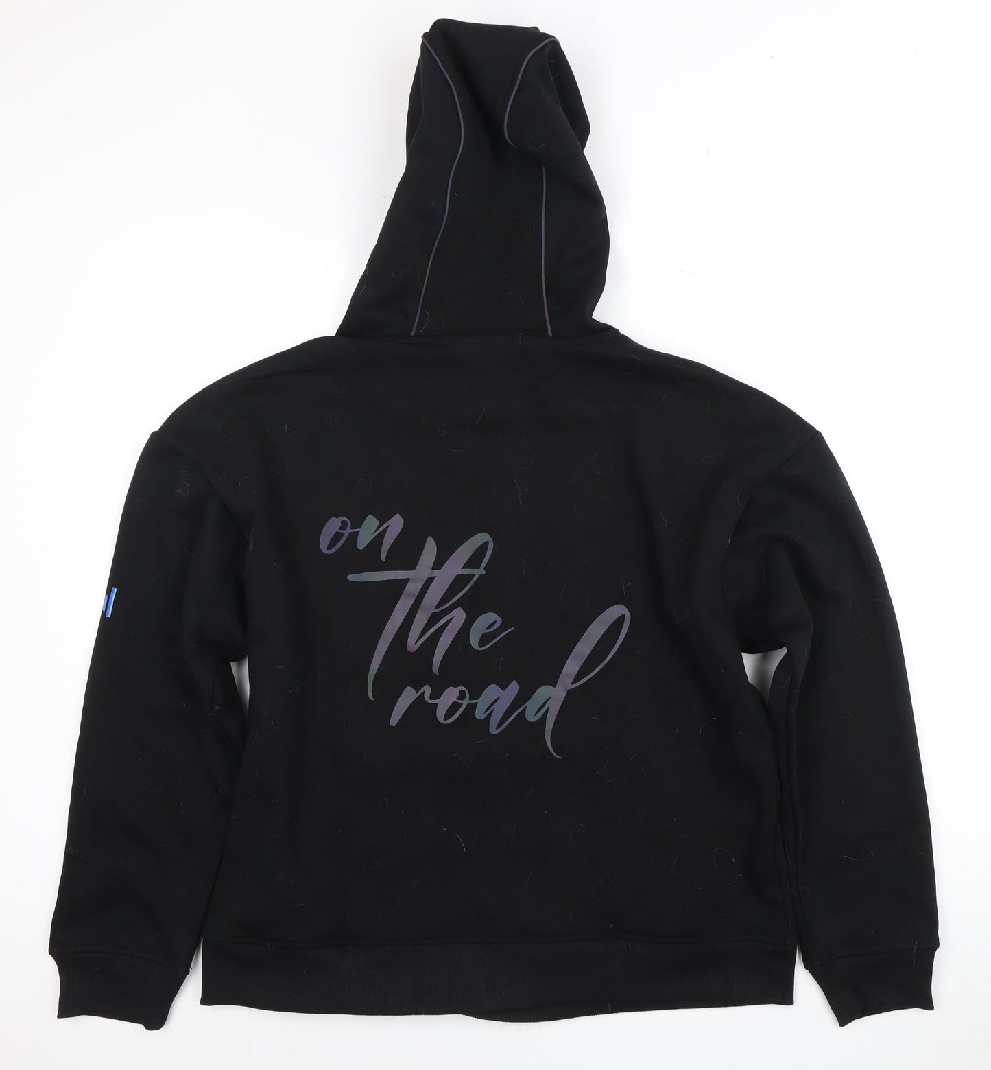 Black Graphic Print Hoodie, Small, Hooded, Very Good