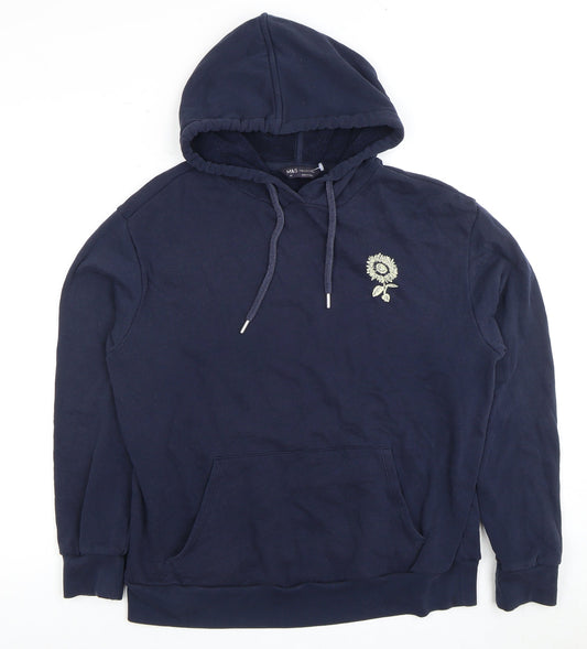 Marks and Spencer Blue Pullover Hoodie, Unisex, Size 14