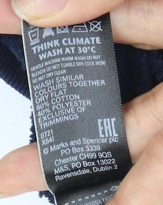 Marks and Spencer Blue Pullover Hoodie, Unisex, Size 14