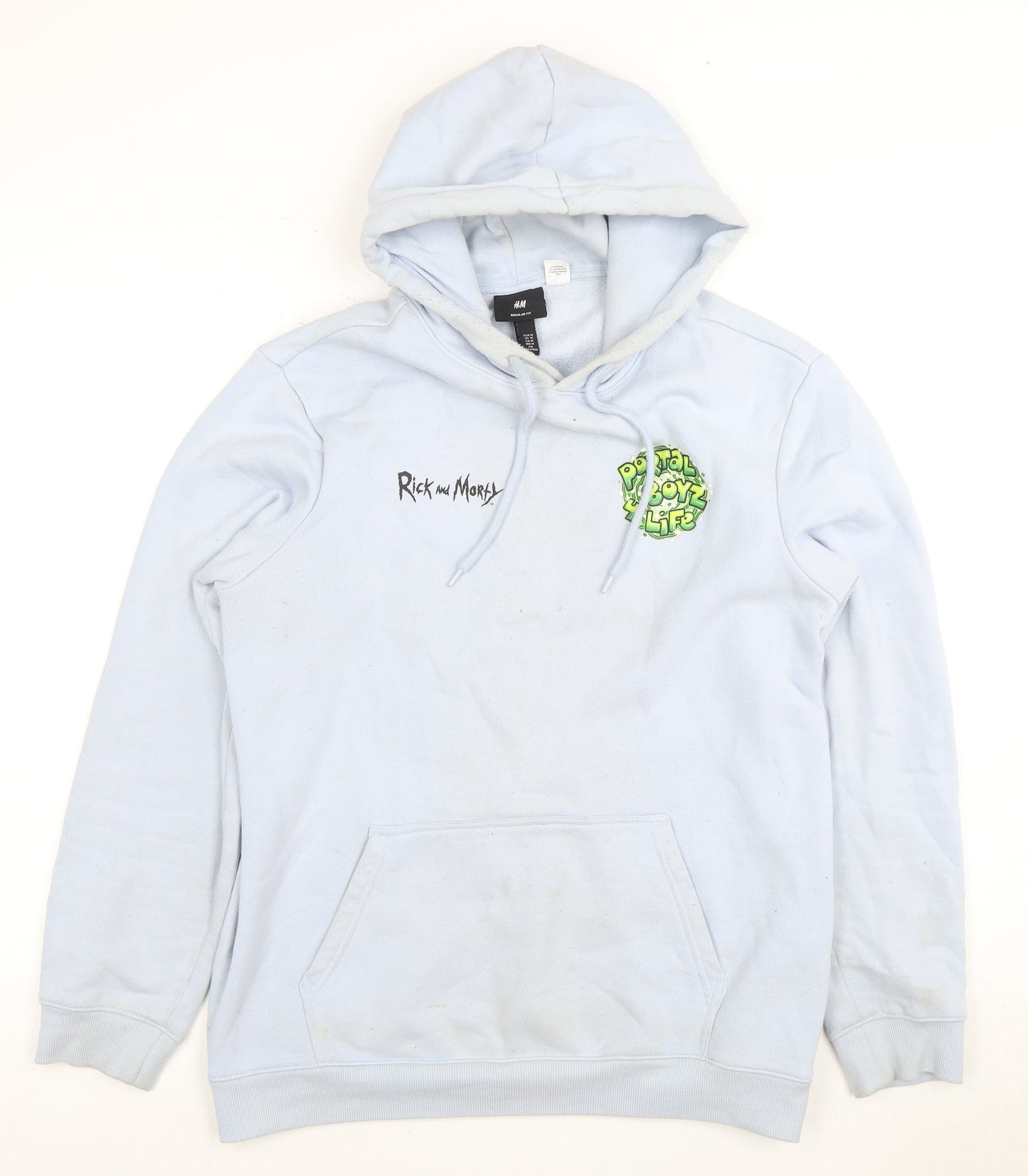 H&M Men's Blue 'Rick and Morty' Graphic Hoodie M