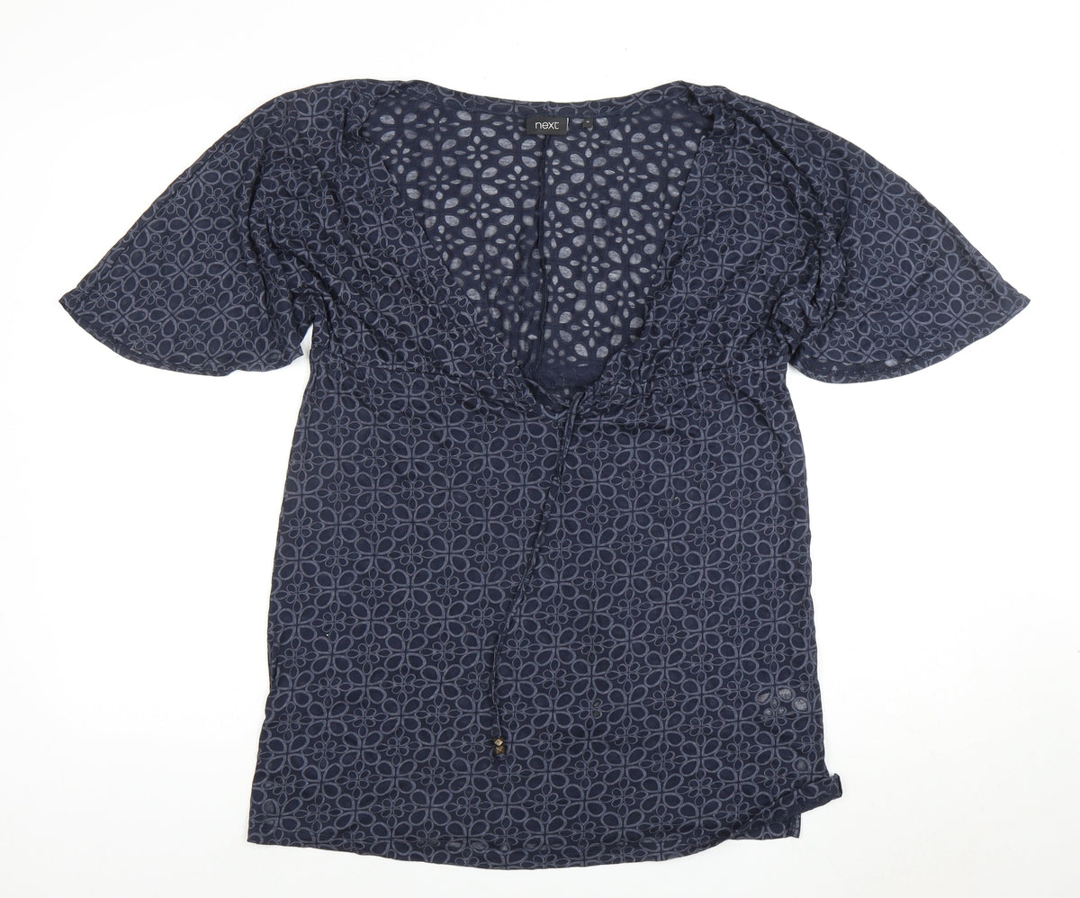 Next Women's Blue Floral V-Neck Dress Size 12