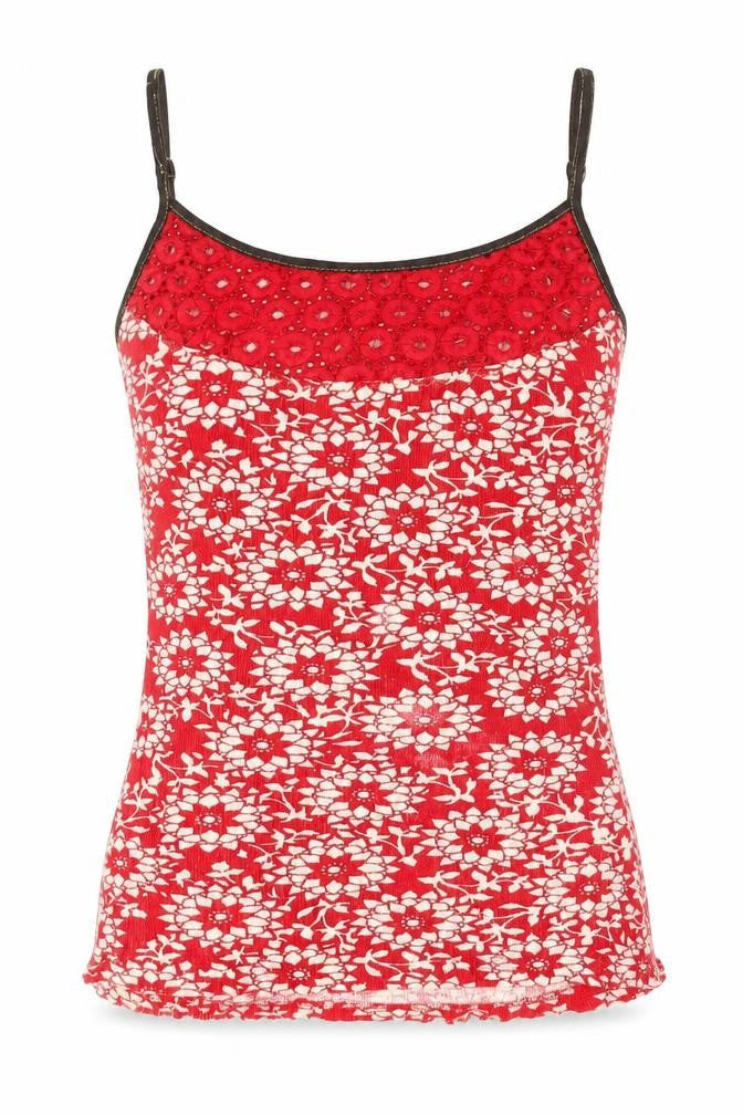 Denim Co Women's Red Floral Camisole Tank