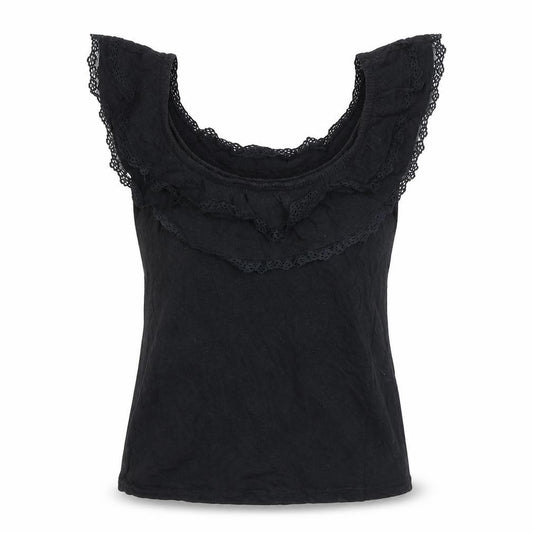 Brave Soul Women's Black Ruffle Accented Top - Size S