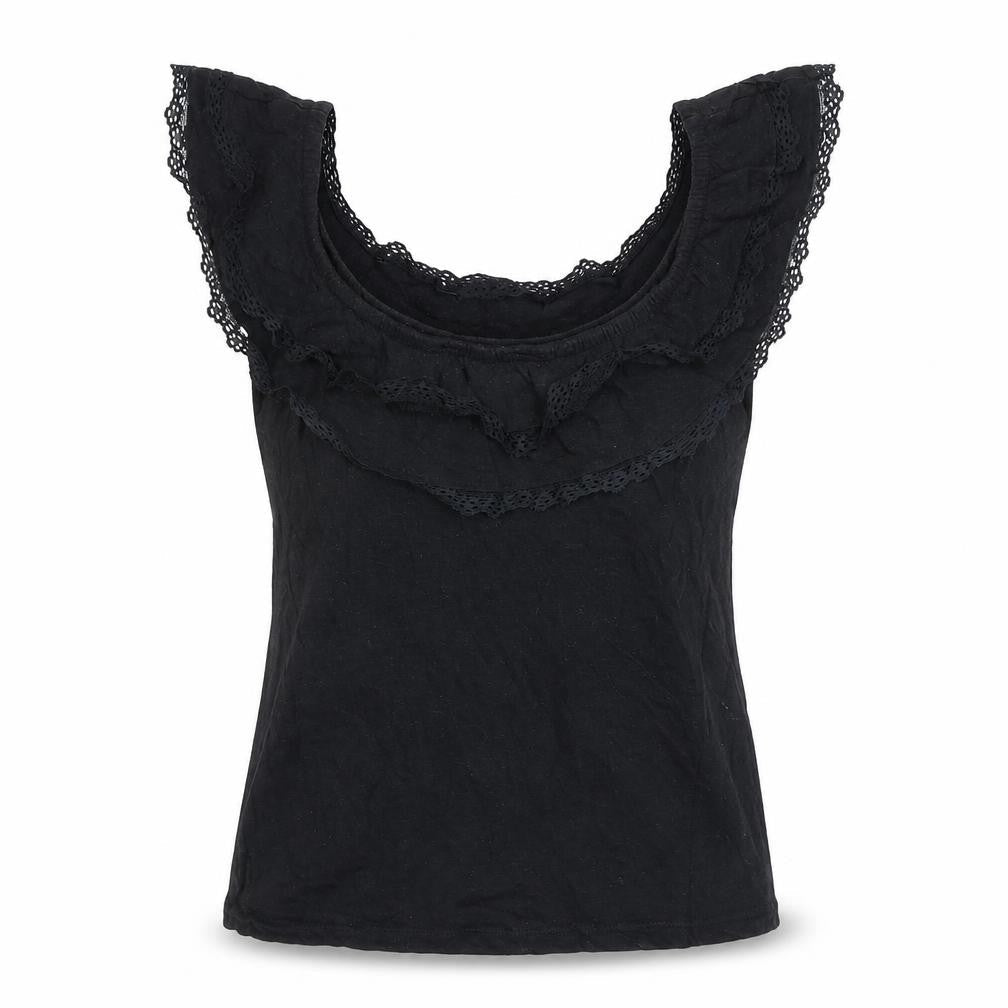 Brave Soul Women's Black Ruffle Accented Top - Size S