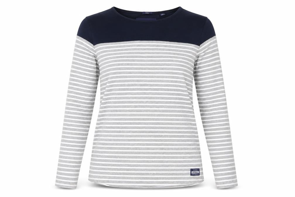 Superdry Women's Grey Blue Striped T-Shirt Size 10
