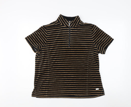 TIGI Women's Black Striped Polo Shirt, Size 14/16