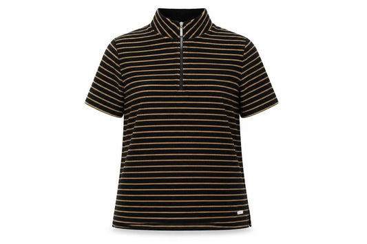 TIGI Women's Black Striped Polo Shirt, Size 14/16