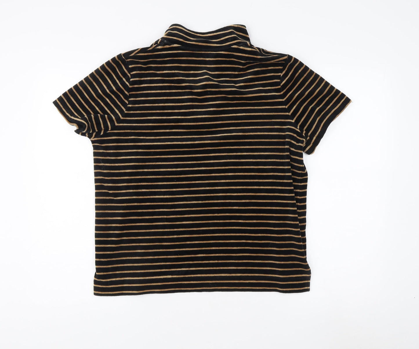 TIGI Women's Black Striped Polo Shirt, Size 14/16