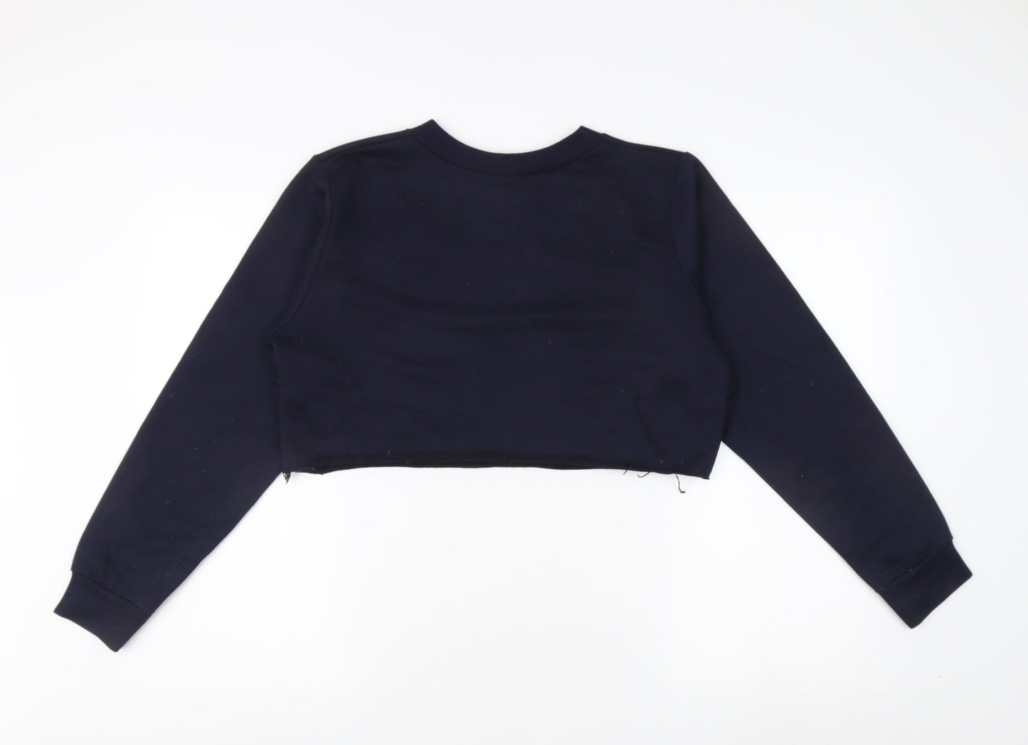 Boohoo Women's Blue Cropped Pullover Sweatshirt, UK 12
