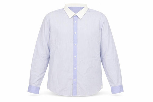 Thomas Nash Men's Blue Striped Dress Shirt L