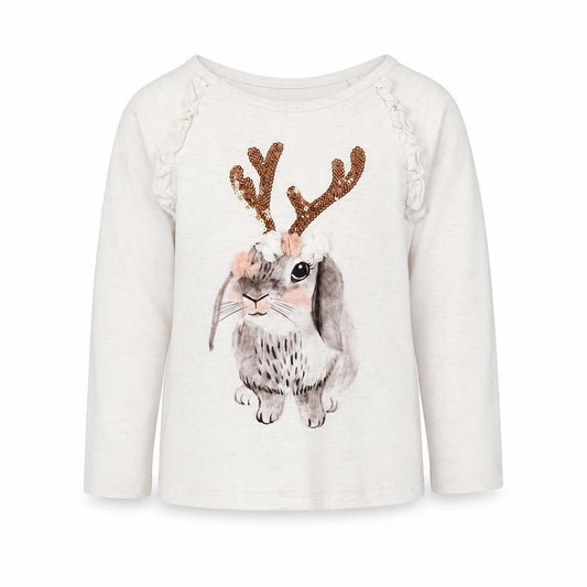 Mantaray Girls Ivory Rabbit T-Shirt 3-4 Years Sequin Accent