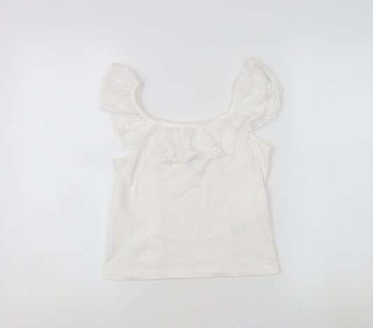Jeff & Co Girls White Cotton Ruffle Camisole Blouse 10-11 Years