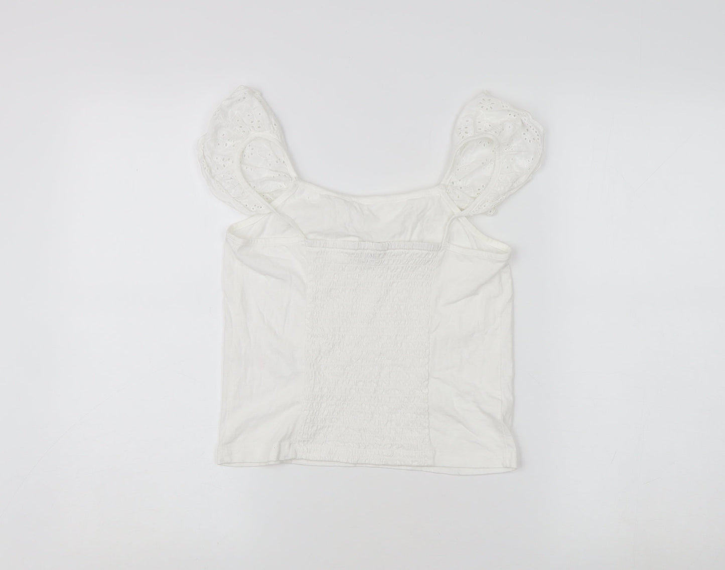 Jeff & Co Girls White Cotton Ruffle Camisole Blouse 10-11 Years