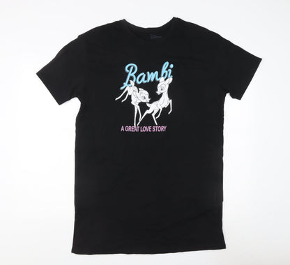 Preloved Disney Teens Black Bambi T-Shirt Size 12 Crew Neck - Front