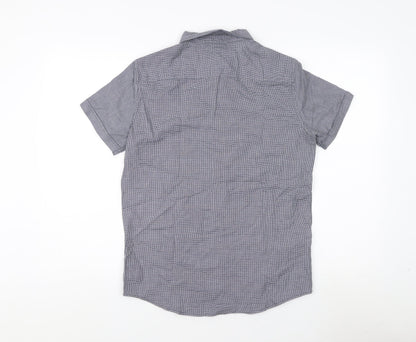 Back view of Autograph boys’' grey check button-up shirt 13-14 years