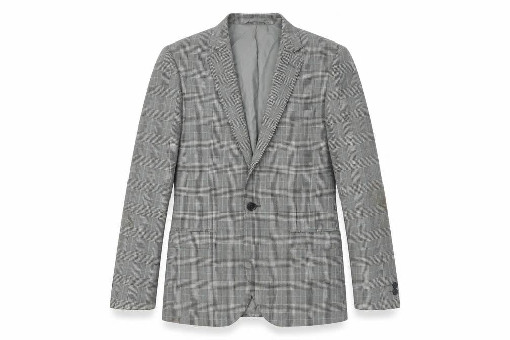 Moss London Men's Grey Check Blazer, Size 38S, Wool