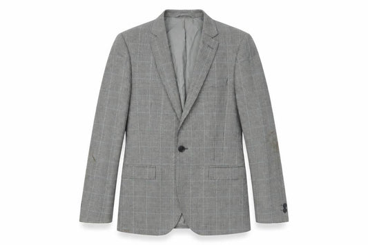 Moss London Men's Grey Check Blazer, Size 38S, Wool