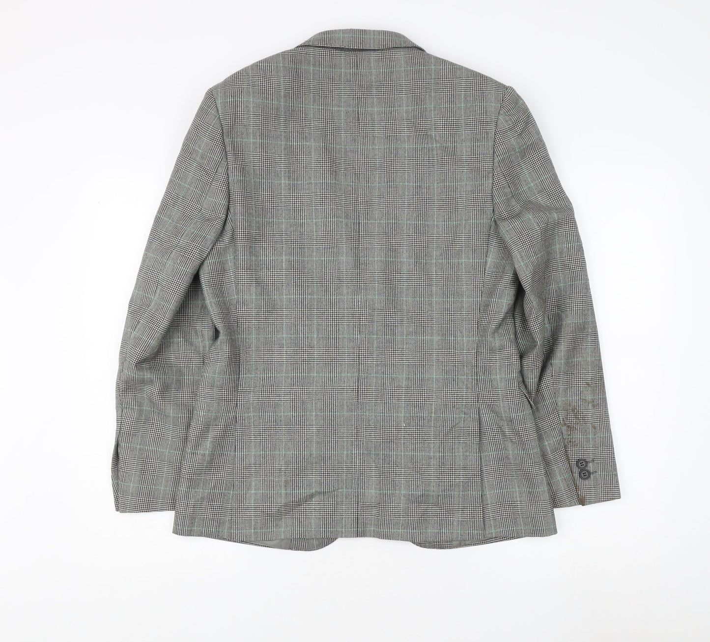 Moss London Men's Grey Check Blazer, Size 38S, Wool