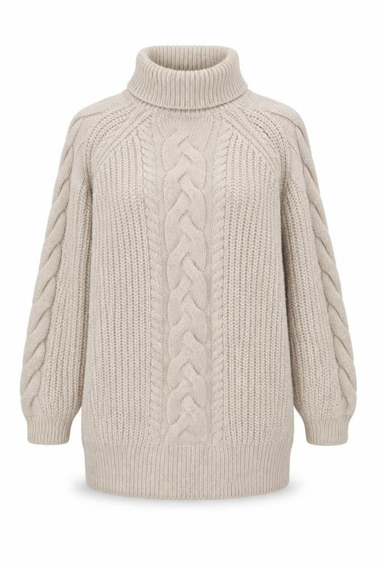 River Island Women's Beige Cable-Knit Pullover L