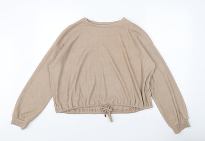 Additional front view of Jeff & Co Women's Beige Pullover Sweatshirt 10-12