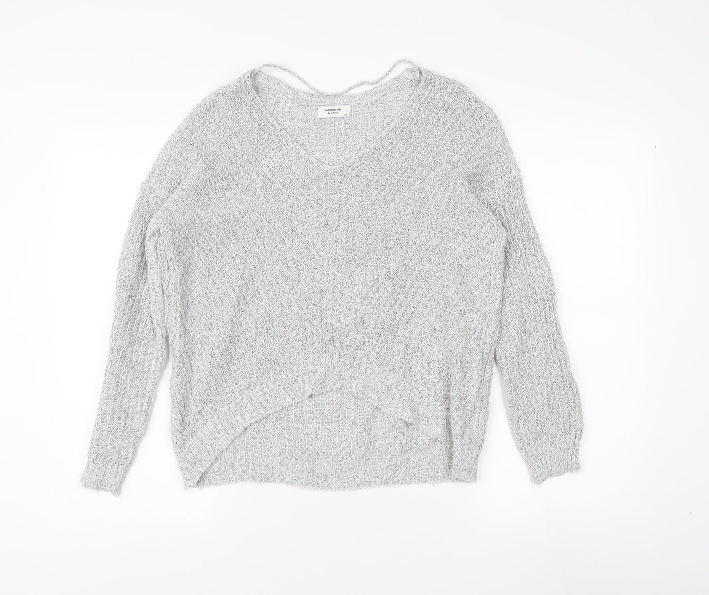 Jacqueline de Yong Women's Grey V-Neck Jumper XS