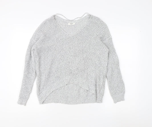 Jacqueline de Yong Women's Grey V-Neck Jumper XS