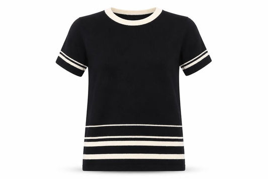 Alexon Women's Black Striped Petite T-Shirt S