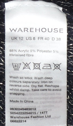Warehouse Women's Black Pullover Jumper, Size 12