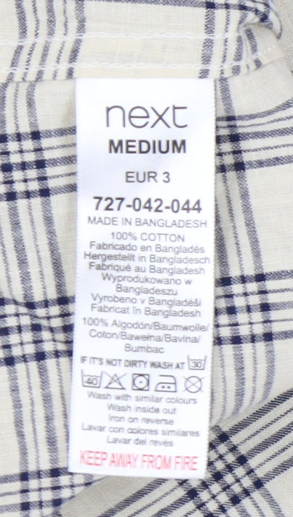 Next Men's Beige Check Button-Up Long Sleeve Shirt M