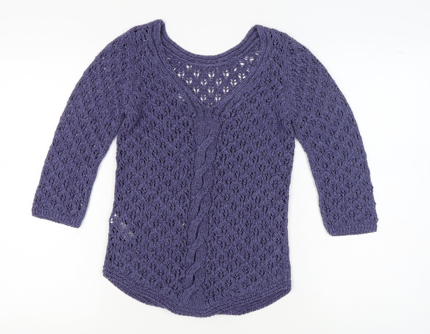 Monsoon Women's Purple V-Neck 3/4 Sleeve Jumper