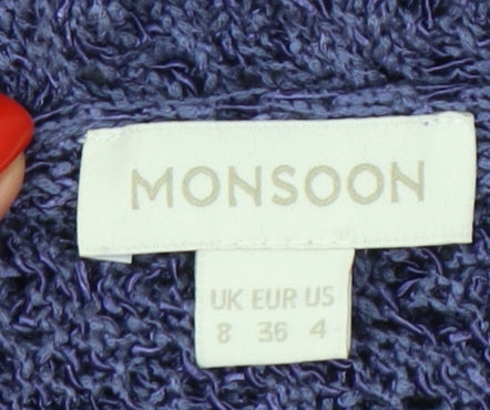 Monsoon Women's Purple V-Neck 3/4 Sleeve Jumper