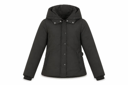 H&M Women’s Black Puffer Jacket Size 8 Hooded Winter