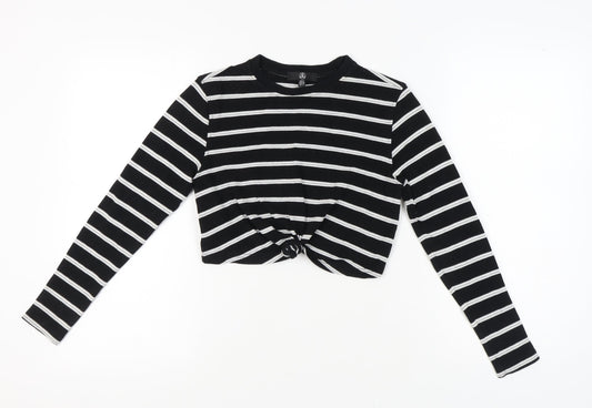 Missguided Women's Black Striped Cropped Top - Size 8