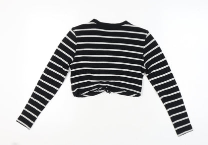 Back view of Missguided Women's Black Striped Cropped Top -, size 8