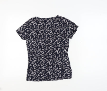 Mango Women's Black Floral T-Shirt - Size S