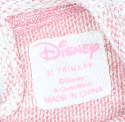 Brand and care label for Disney girls’ pink minnie dress 9-12 months with long sleeves