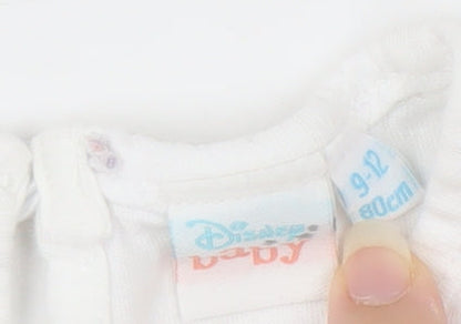 Brand and care label for Disney girls’ white little mermaid t-shirt 9-12 months