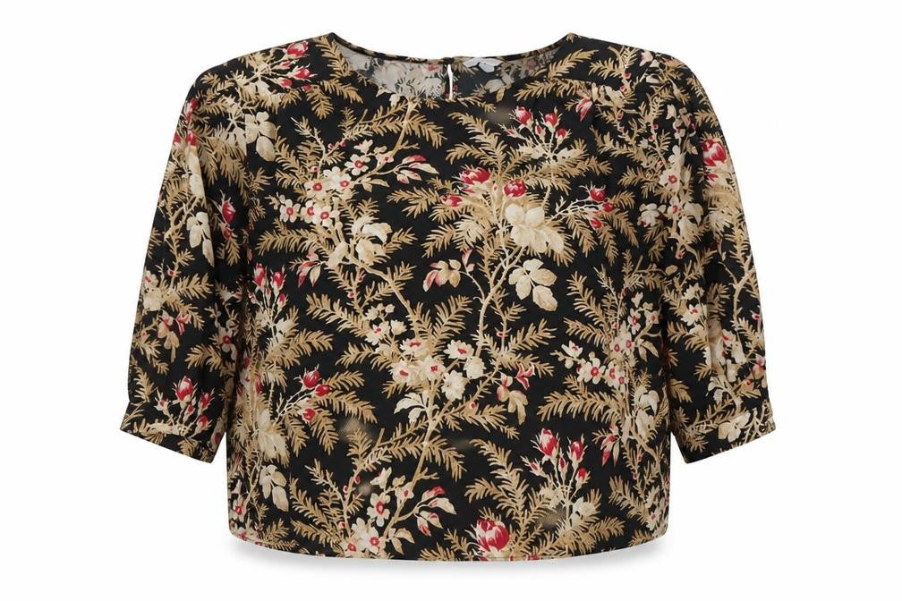 H&M Women's Black Floral Long Sleeve Top XL