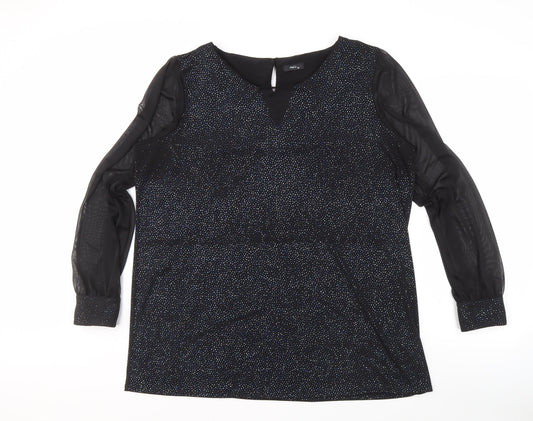 M&Co Women's Black Party Blouse, Size 20, Glitter Accents