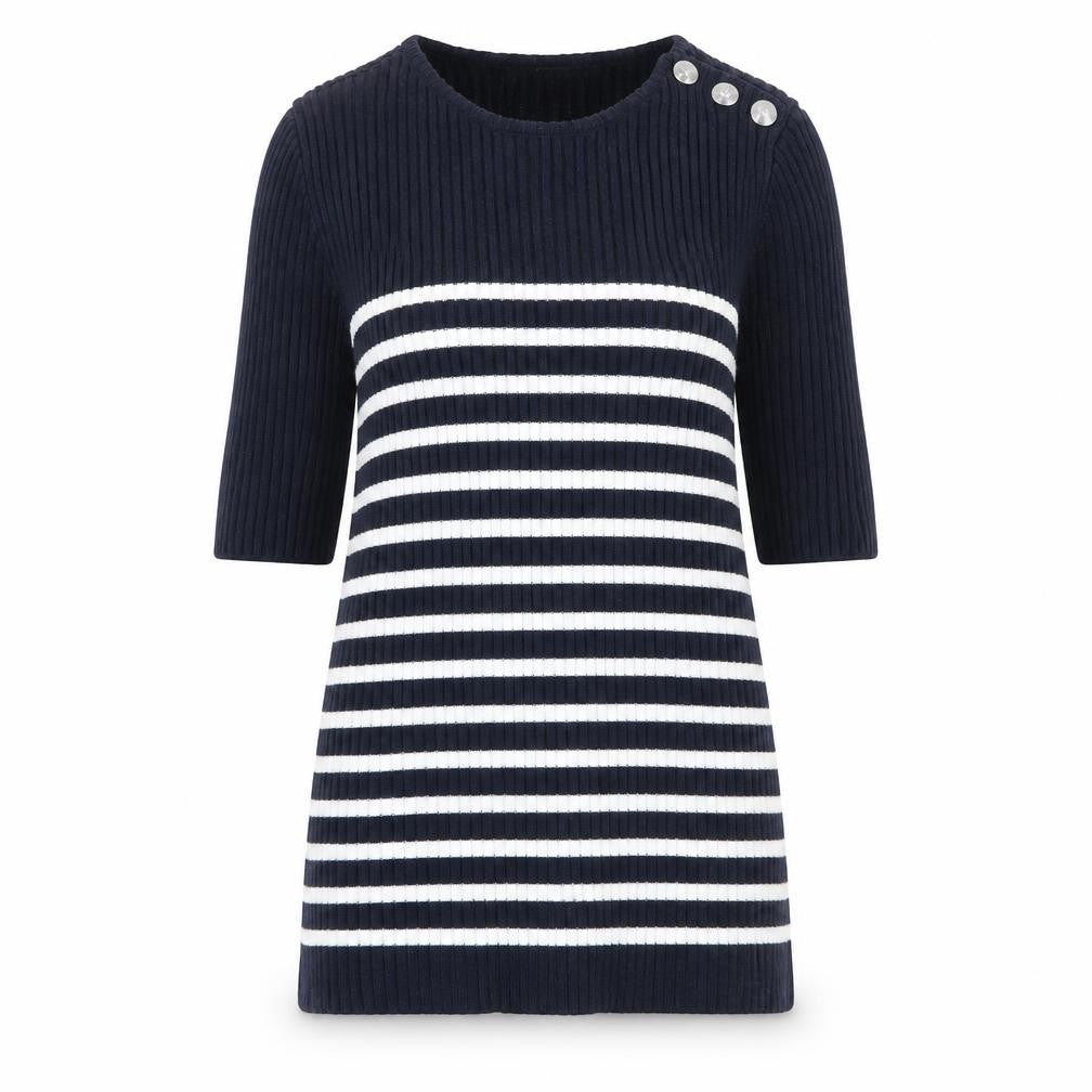 pop Women's Blue Nautical Striped Pullover Jumper Size 2