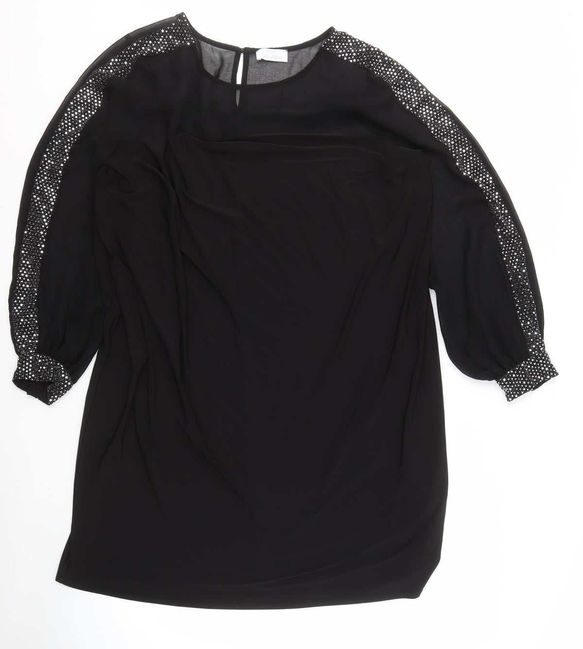 Yours Black Long Sleeve Beaded Women's Plus Size Dress