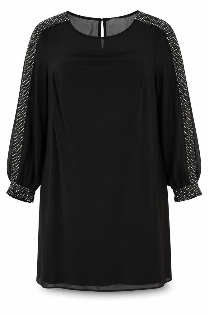 Yours Black Long Sleeve Beaded Women's Plus Size Dress